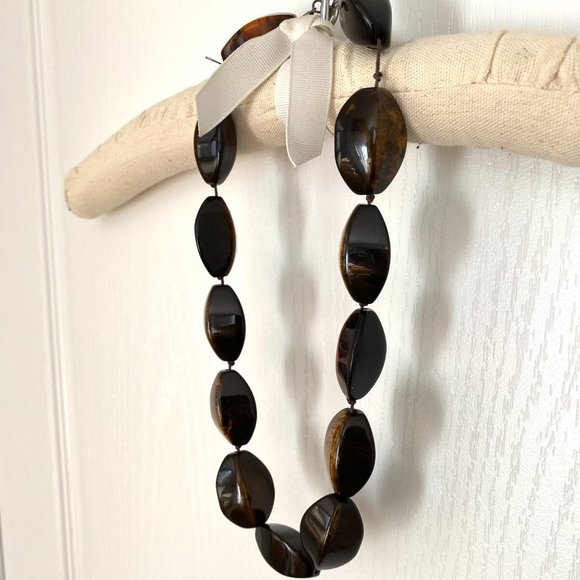 Banana Republic Chunky Dark Brown Beaded Statement Necklace - Picture 3 of 14
